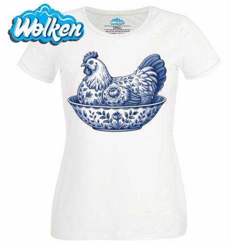 Obrázek produktu Dámské tričko Porcelánová Slepice v Misce Folk