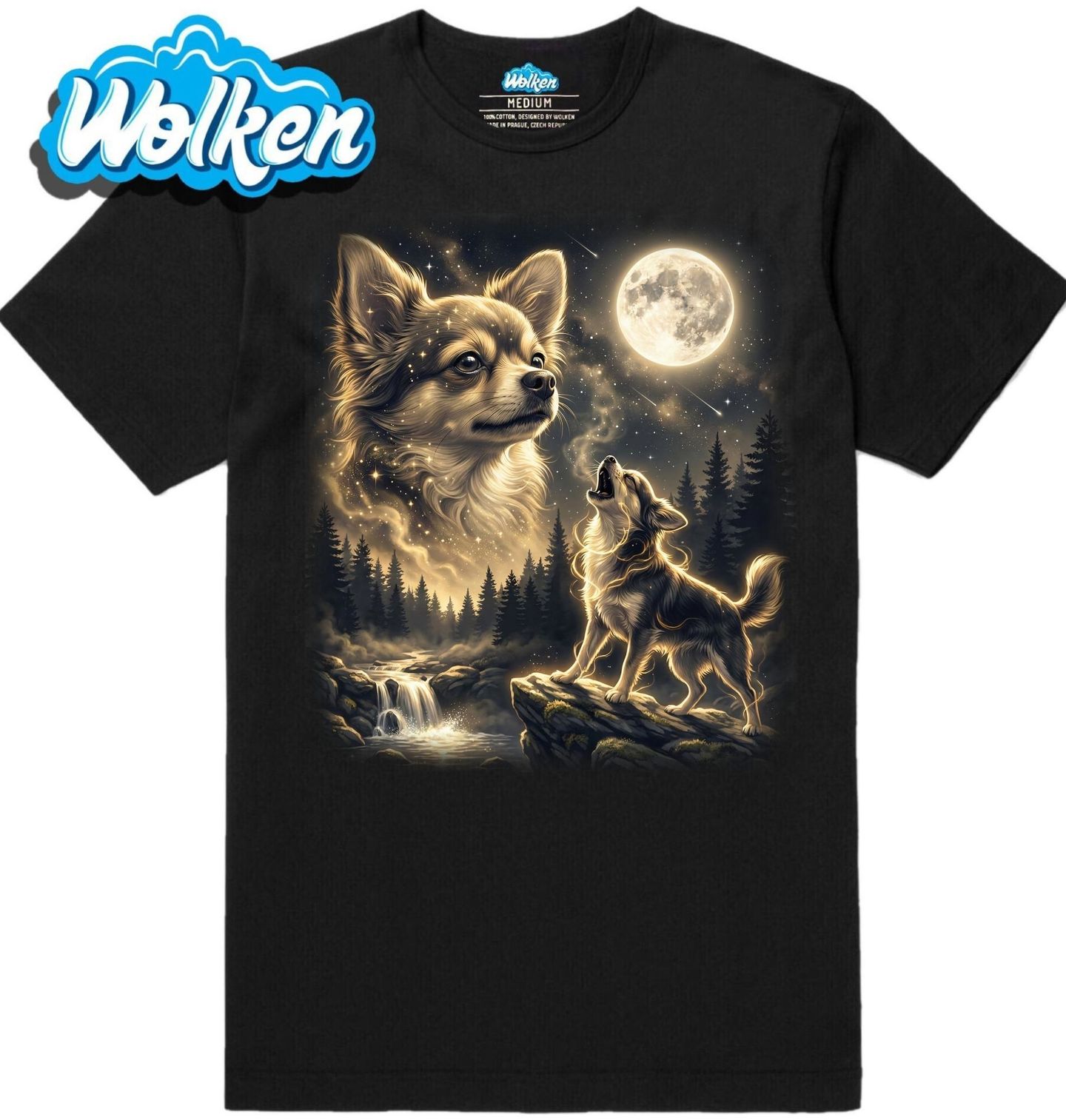 Pánské tričko Čivava vyjící na Měsíc.jpg