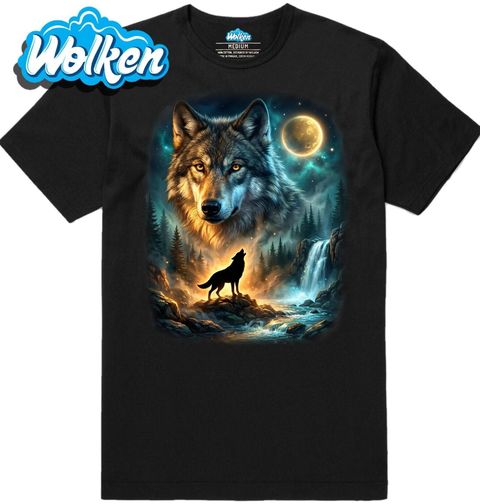 Obrázek produktu Pánské tričko Vlk ve Zlaté Záři Úplňku