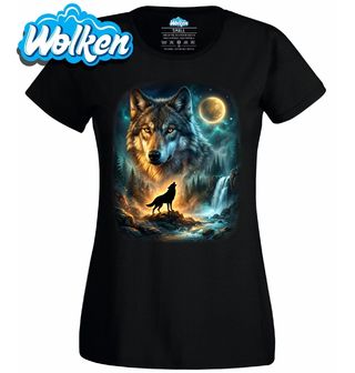 Dámské tričko Vlk ve Zlaté Záři Úplňku.jpg