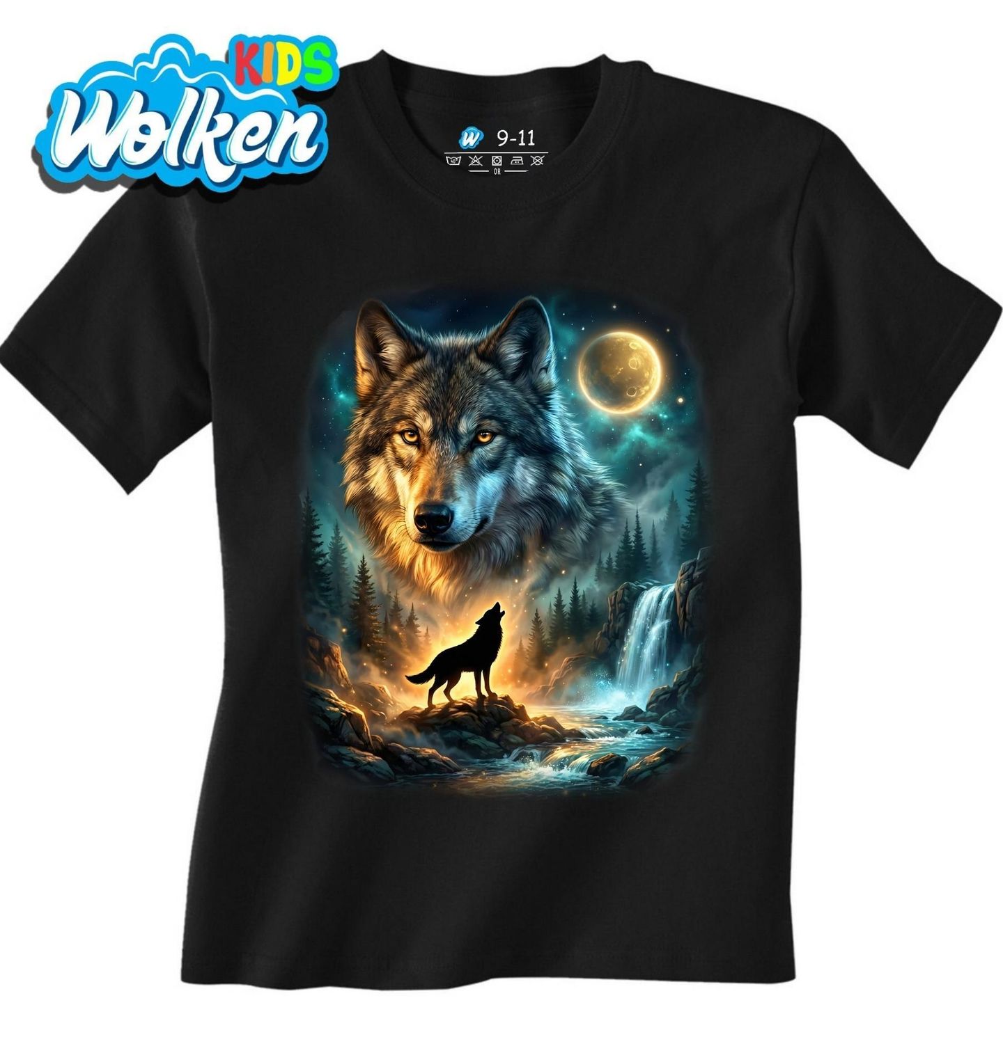 Dětské tričko Vlk ve Zlaté Záři Úplňku.jpg