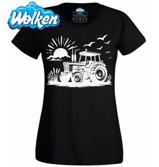 Dámské tričko Traktor na Poli při Východu Slunce.jpg