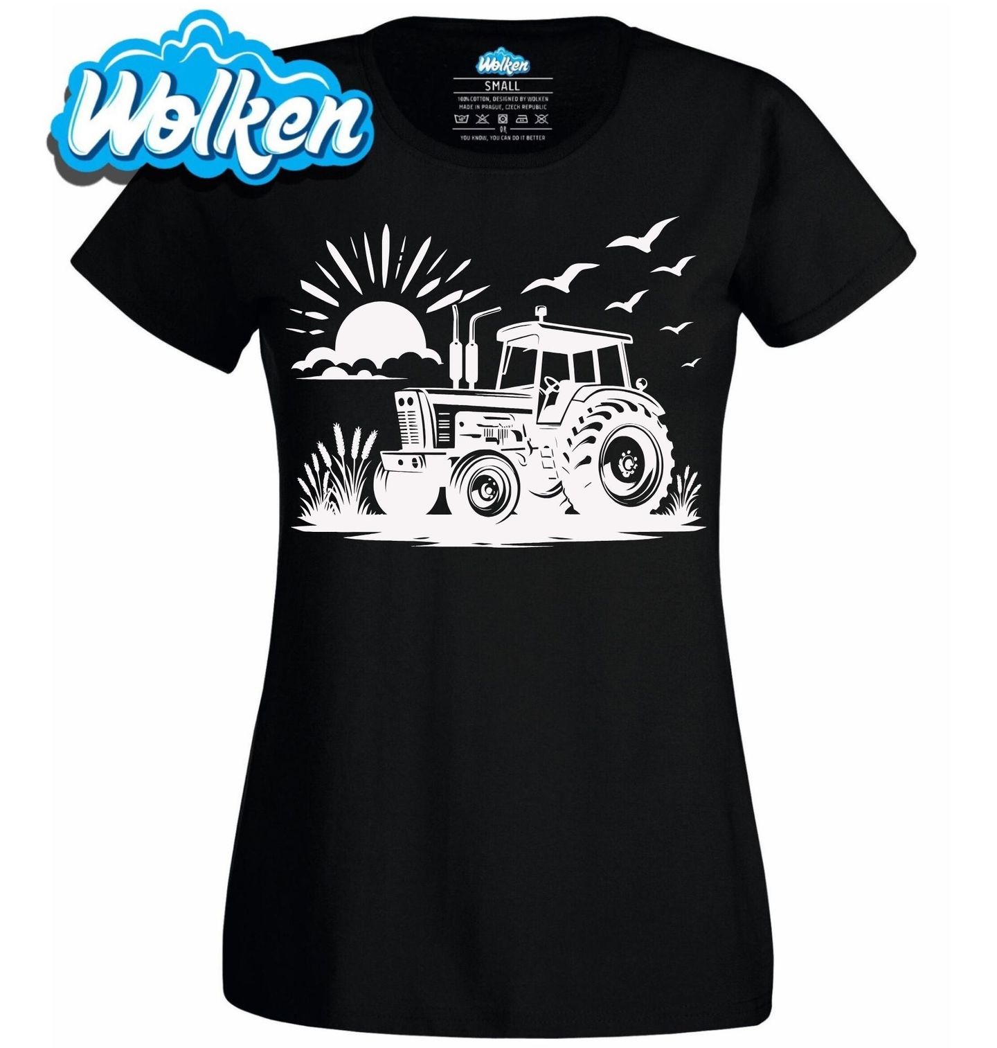 Dámské tričko Traktor na Poli při Východu Slunce.jpg