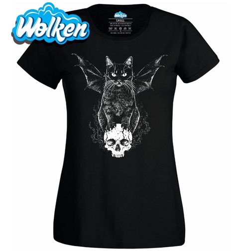 Obrázek produktu Dámské tričko Gotická Kočka na Lebce