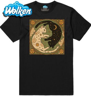 Pánské tričko Jin a Jang Černá a Bílá Kočka.jpg