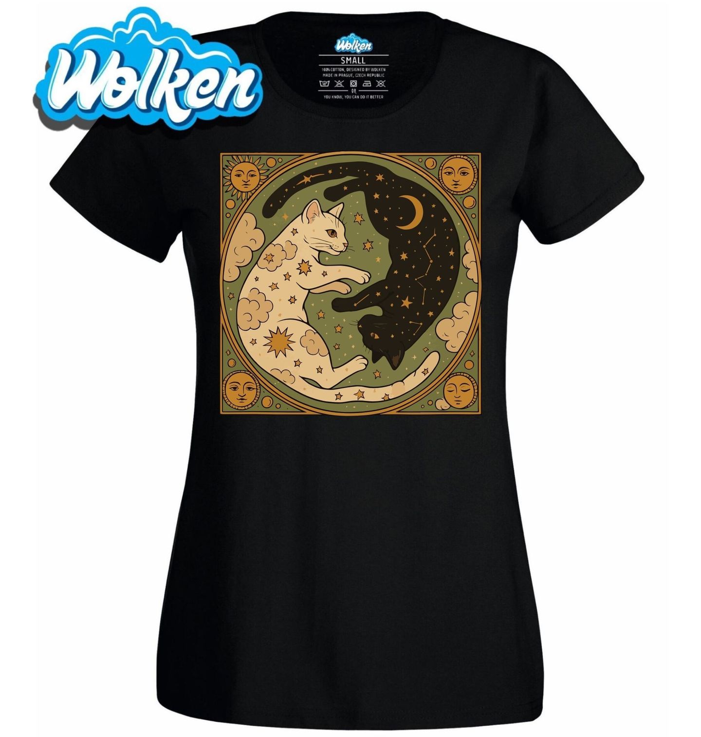 Dámské tričko Jin a Jang Černá a Bílá Kočka.jpg