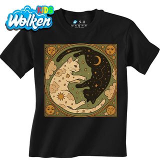 Dětské tričko Jin a Jang Černá a Bílá Kočka.jpg