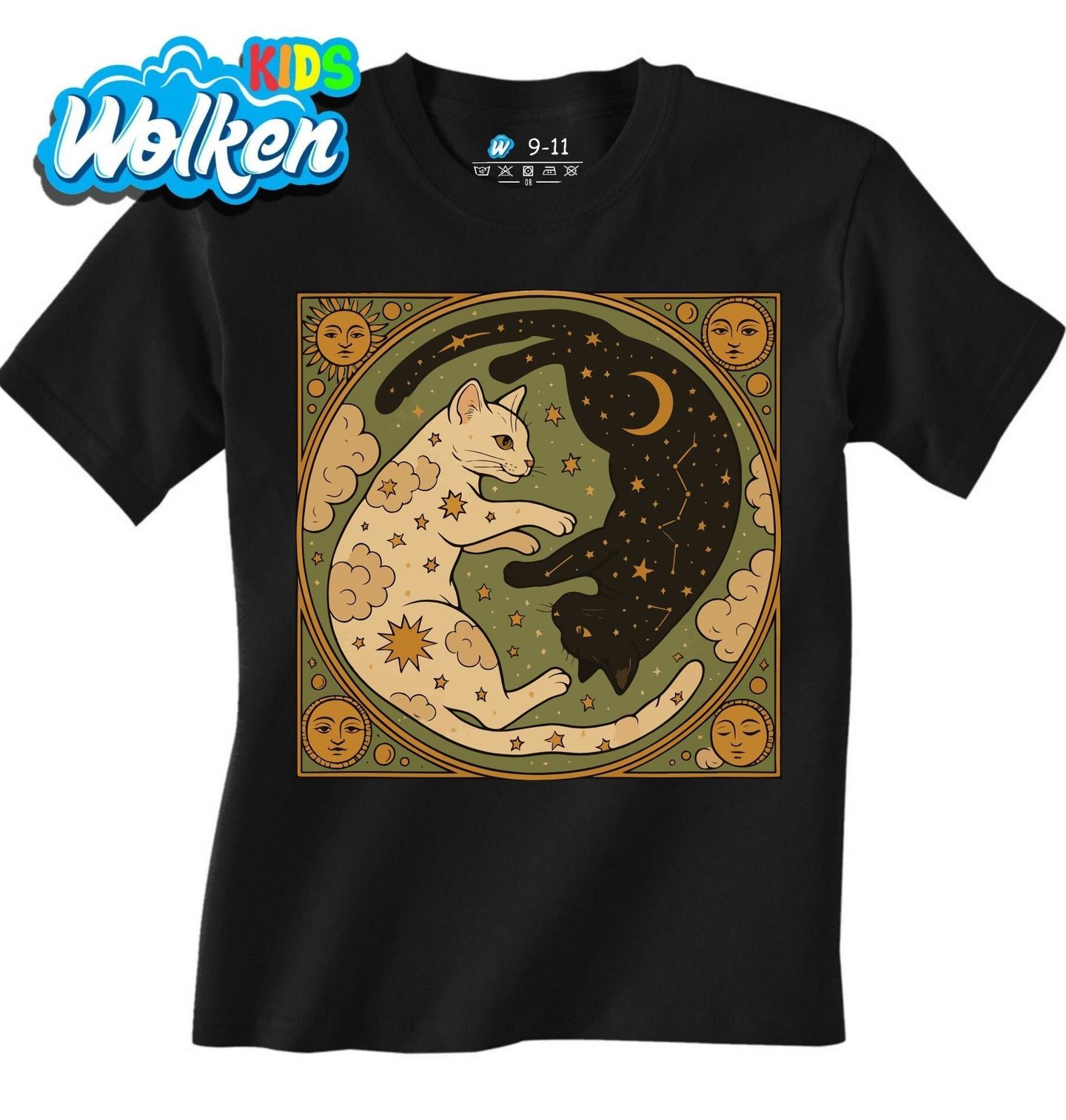 Dětské tričko Jin a Jang Černá a Bílá Kočka.jpg