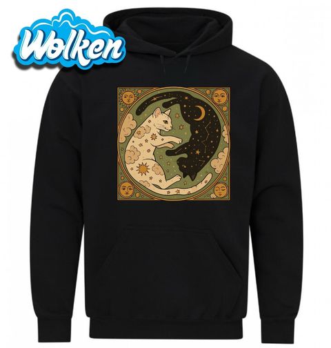 Obrázek produktu Pánská mikina Jin a Jang Černá a Bílá Kočka