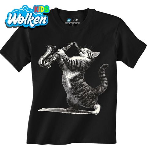 Obrázek produktu Dětské tričko Jazzová Kočka se Saxofonem