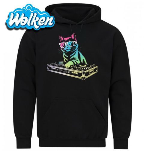 Obrázek produktu Pánská mikina Neonová DJ Kočka za DJ Mixážním Pultem