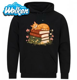 Mikina Spící Oranžová Kočka na Knihách.jpg