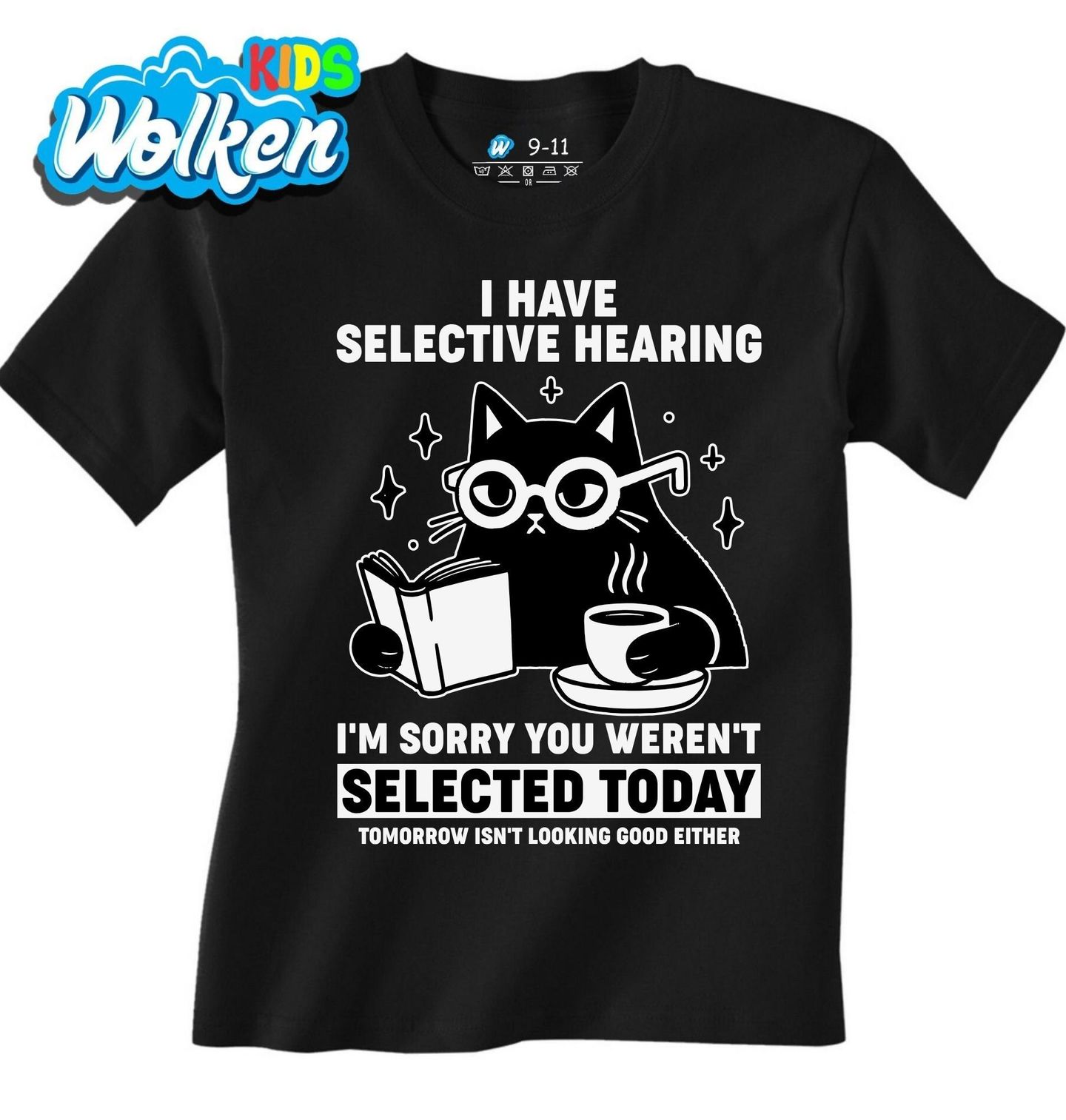 Dětské tričko Kočka Mám selektivní sluch. Promiň, dnes jsi nebyl vybrán.jpg