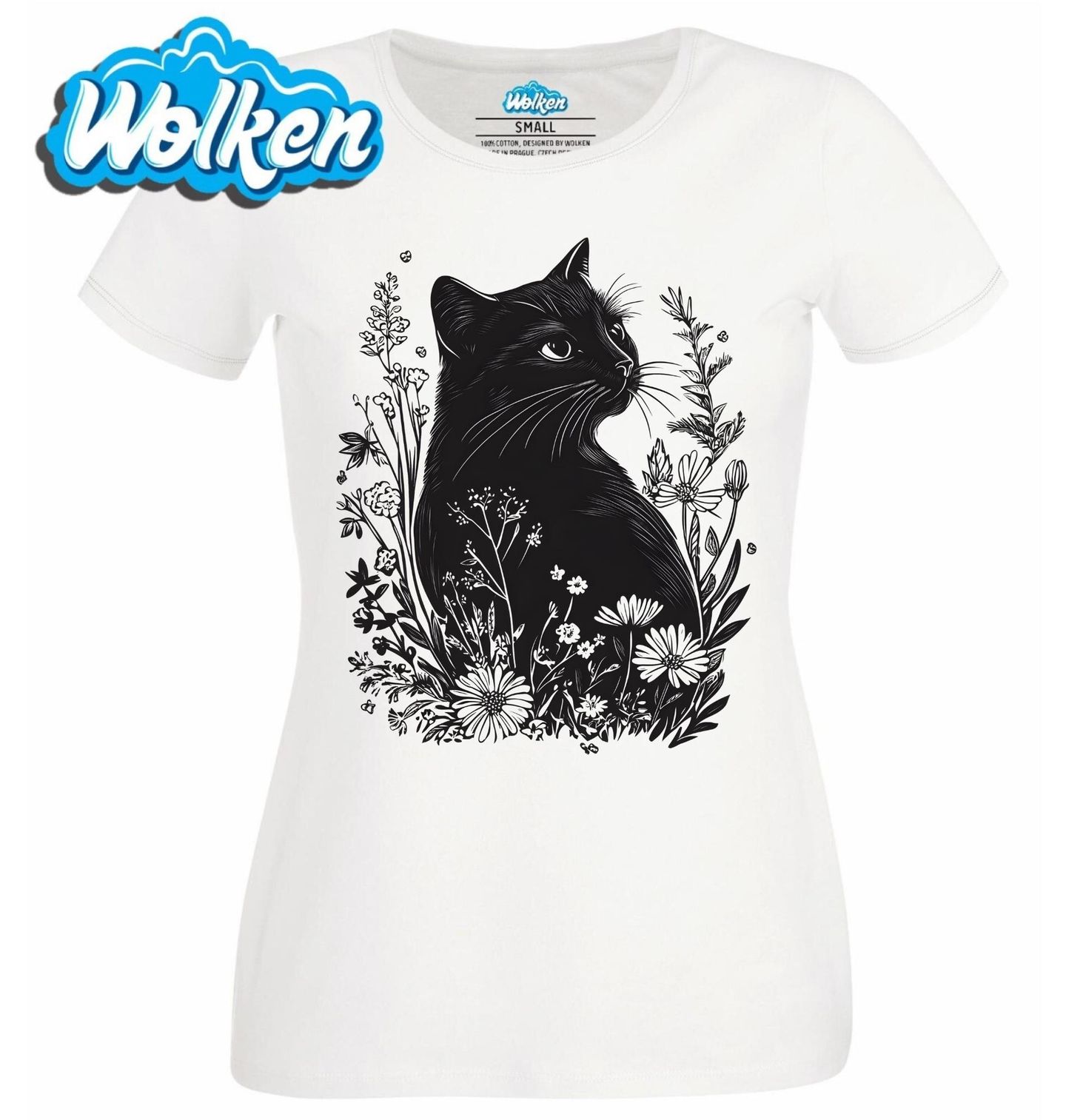 Dámské tričko Černá Kočka v Květinové Zahradě.jpg