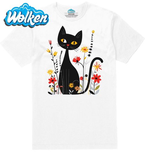 Obrázek produktu Pánské tričko Elegantní Kočka v Květinách
