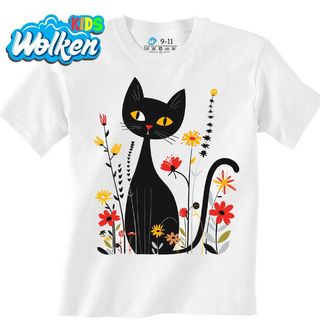 Dětské tričko Elegantní Kočka v Květinách.jpg