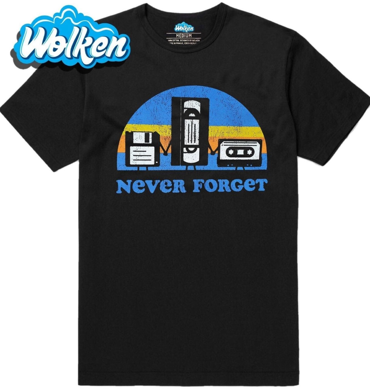 Pánské tričko Never Forget Disketa VHS a kazeta (Skladem S-5XL).jpg