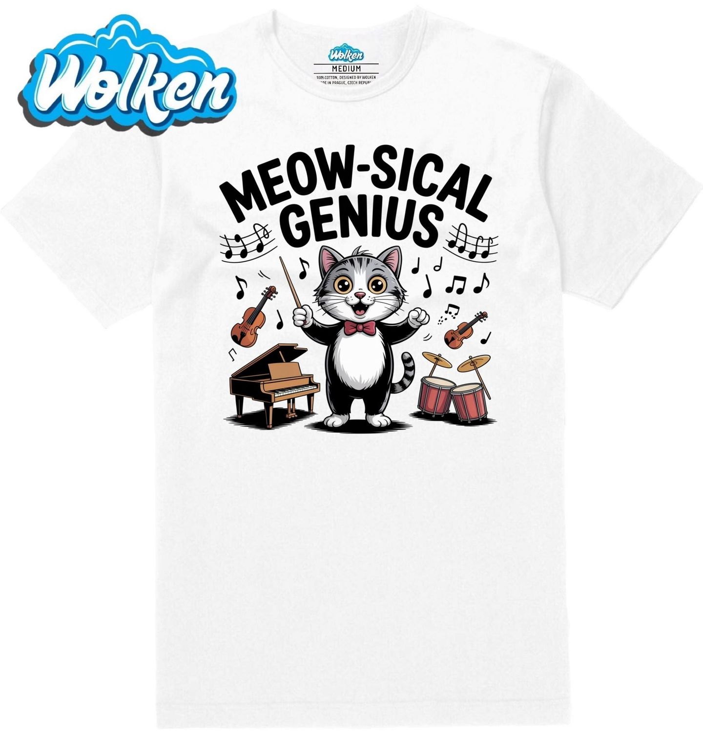 Pánské tričko Kočičí Dirigent Hudební Génius Meow-sical Genius.jpg