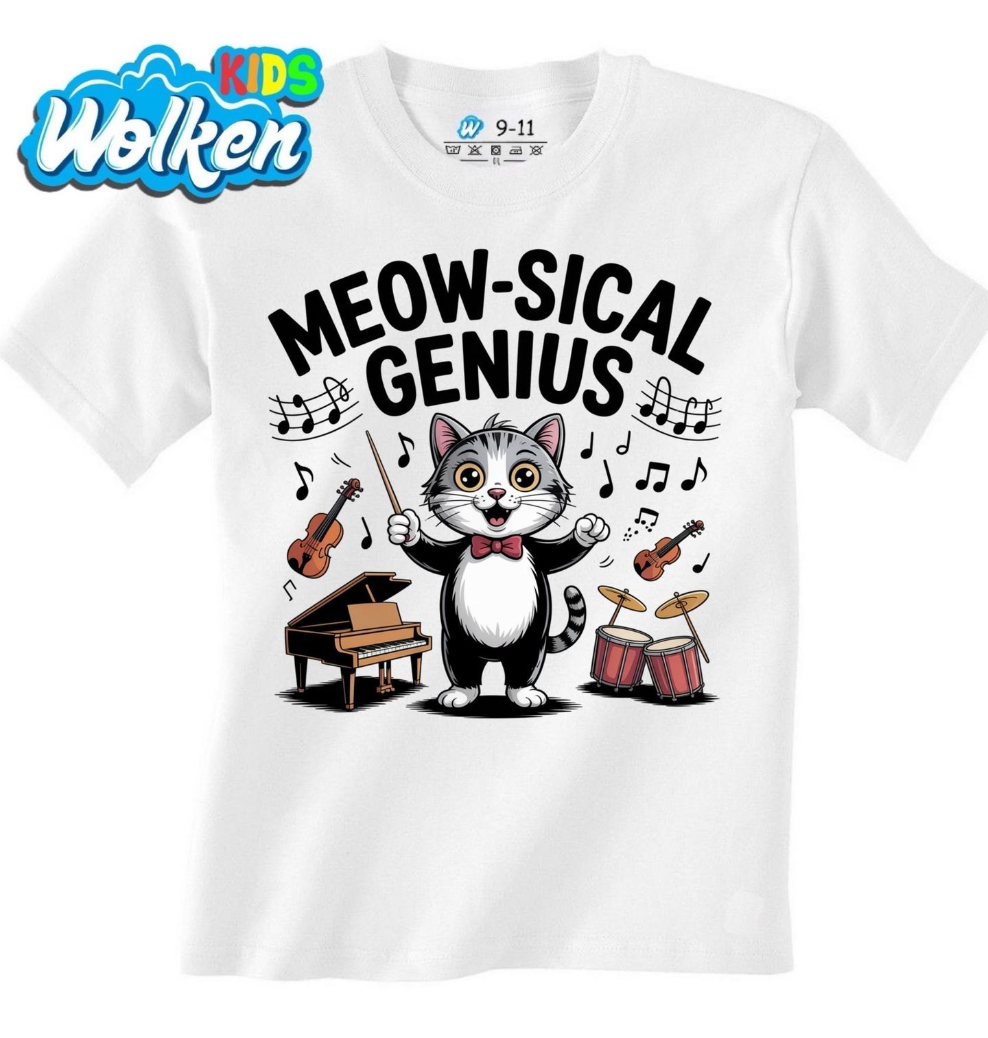 Dětské tričko Kočičí Dirigent Hudební Génius Meow-sical Genius.jpg