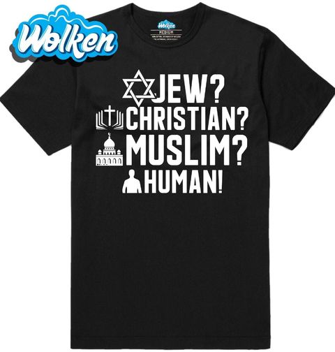 Obrázek produktu Pánské tričko Žid? Křesťan? Muslim? Člověk!