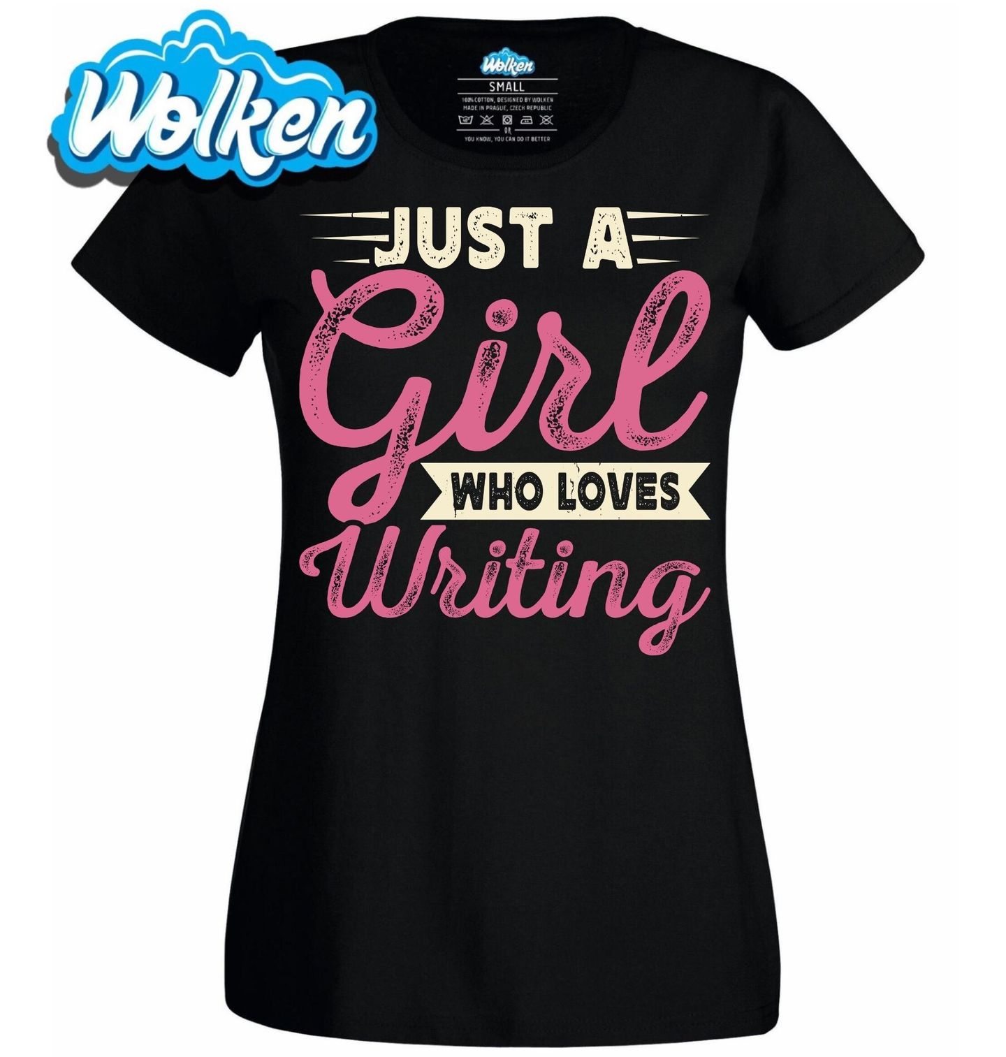 Dámské tričko Jen holka, která miluje psaní.jpg