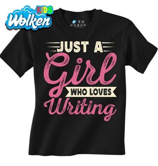 Dětské tričko Jen holka, která miluje psaní.jpg