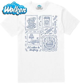 Pánské tričko Modrobílý Porcelán Folk I’d rather be thrifting.jpg