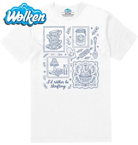 Obrázek produktu Pánské tričko Modrobílý Porcelán Folk I’d rather be thrifting