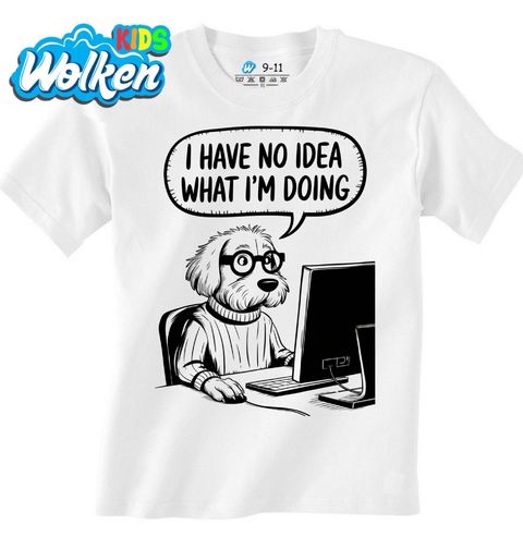 Obrázek produktu Dětské tričko Kancelářský Pes u Počítače Nemám vůbec tušení, co dělám