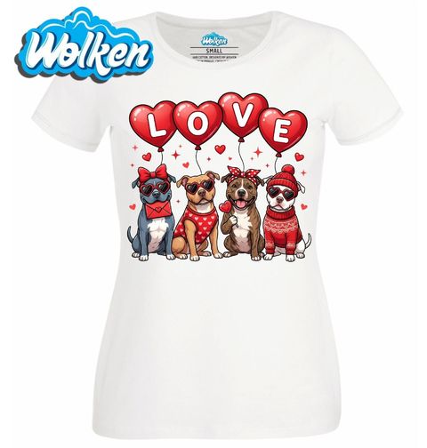 Obrázek produktu Dámské tričko Zamilovaní Američtí Stafordšírští Teriéři LOVE
