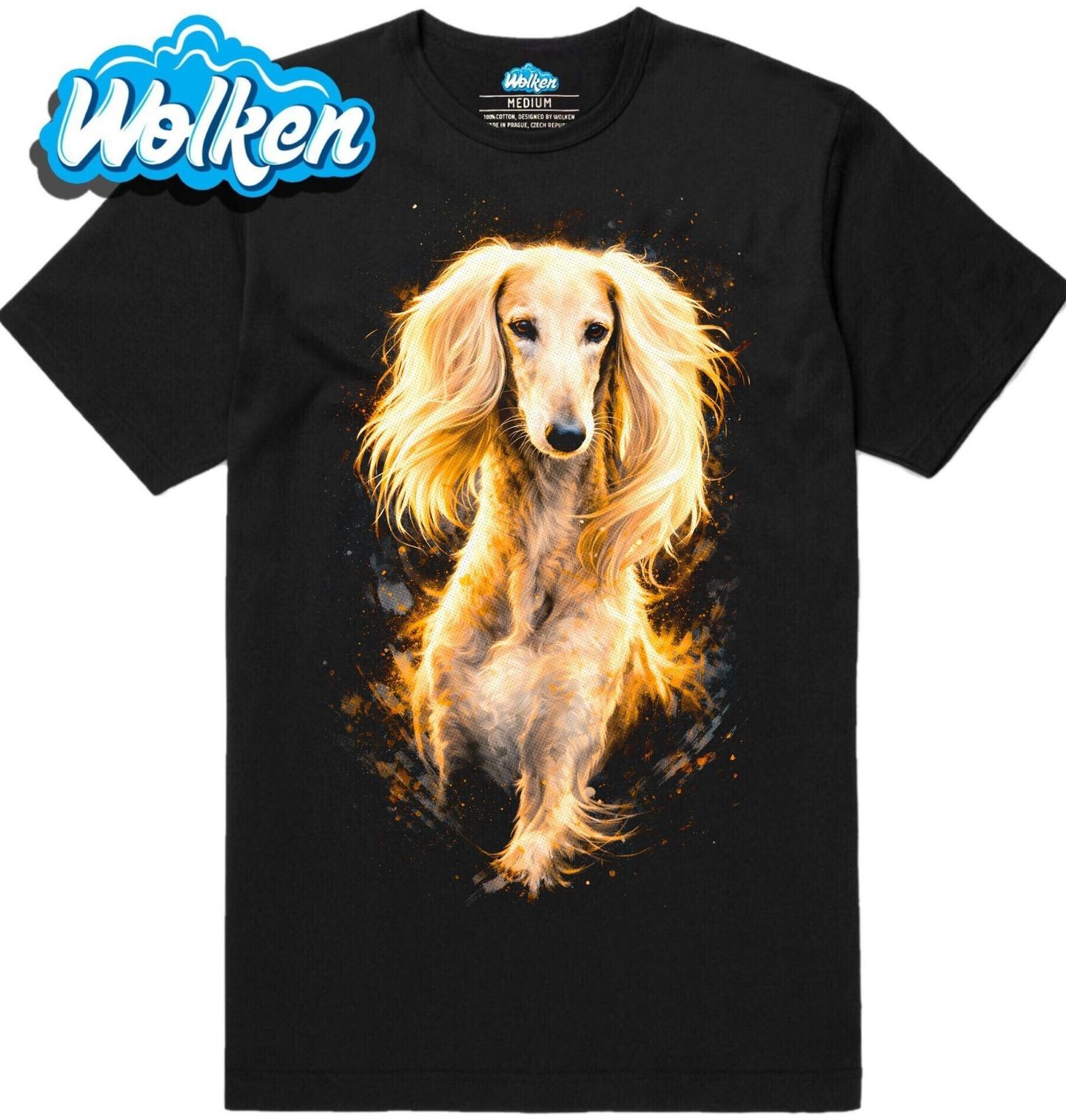 Pánské tričko Perský chrt Saluki Bílý.jpg