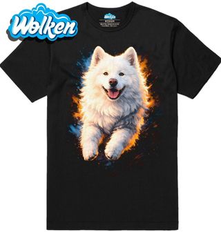 Pánské tričko Veselý Samojed na Procházce.jpg