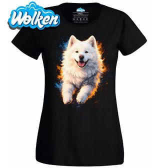 Dámské tričko Veselý Samojed na Procházce.jpg