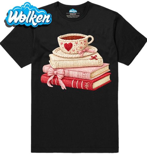 Obrázek produktu Pánské tričko Háčkované Knihy s Šálkem Kávy