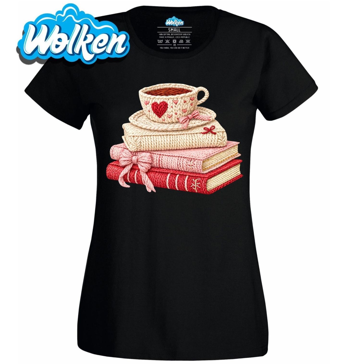 Dámské tričko Háčkované Knihy s Šálkem Kávy.jpg