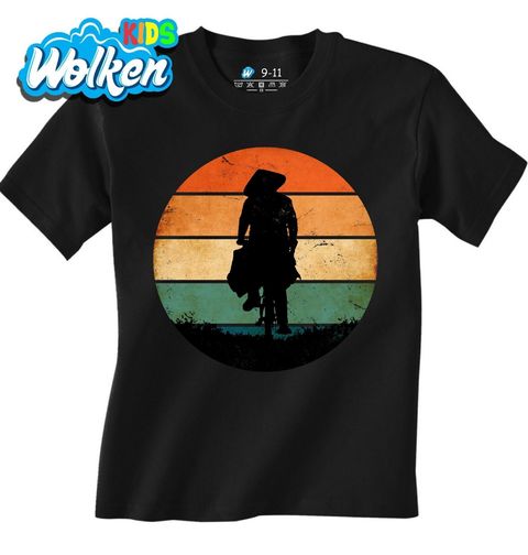 Obrázek produktu Dětské tričko Retro Silueta Asijského Cyklisty