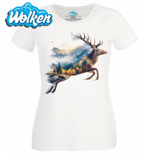 Obrázek produktu Dámské tričko Jelen ve Skoku v Krajině