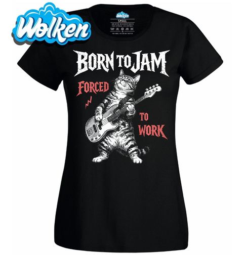 Obrázek produktu Dámské tričko Rocková Kočka s Kytarou Born to Jam