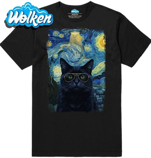 Obrázek produktu Pánské tričko Kočka s Brýlemi ve Hvězdné Noci