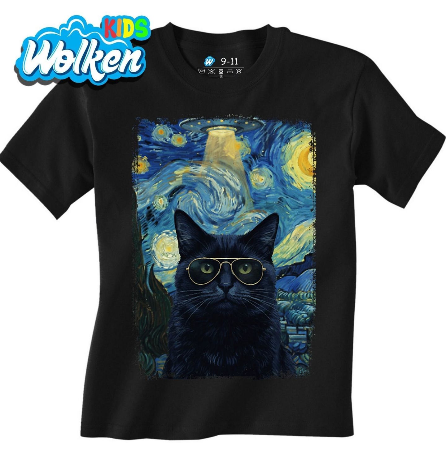 Dětské tričko Kočka s Brýlemi ve Hvězdné Noci.jpg