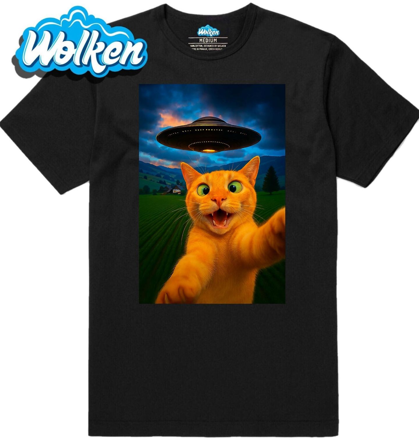 Pánské tričko Selfie Kočky a UFO.jpg