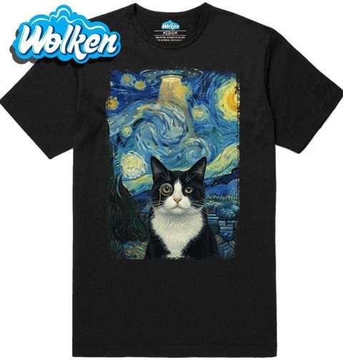 Obrázek produktu Pánské tričko Tuxedo Kočka ve Hvězdné Noci