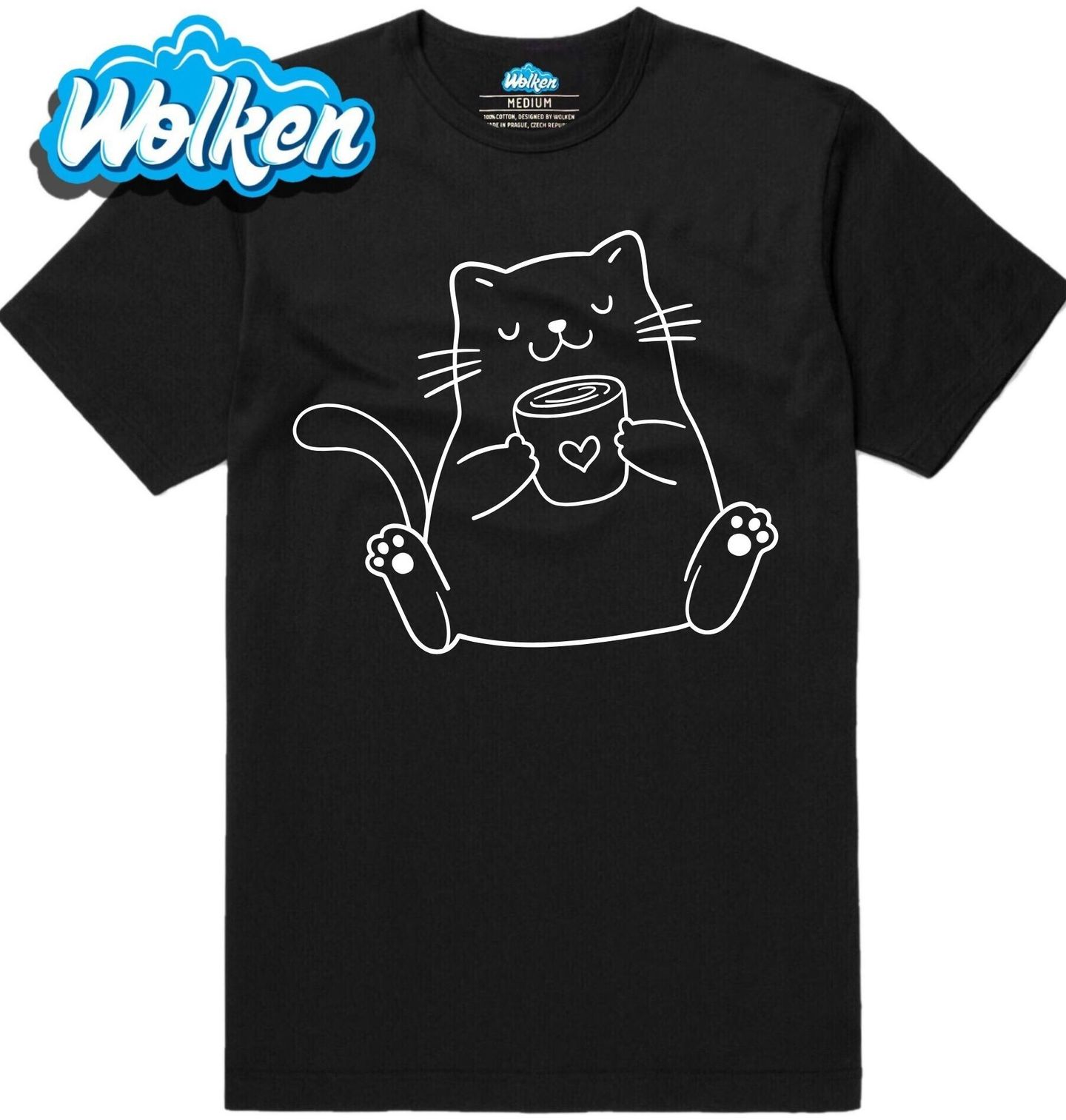 Pánské tričko Spokojená Kočka s Šálkem.jpg