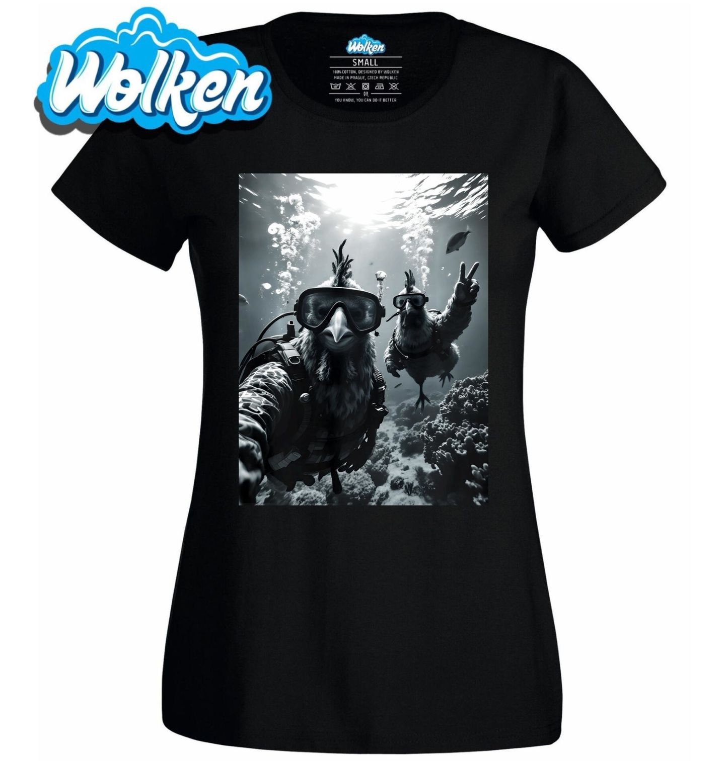 Dámské tričko Selfie Slepice Potápěči.jpg