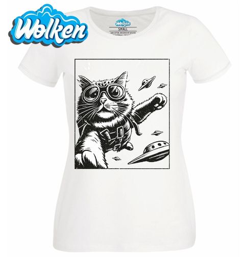 Obrázek produktu Dámské tričko Kočka Parašutista mezi UFO