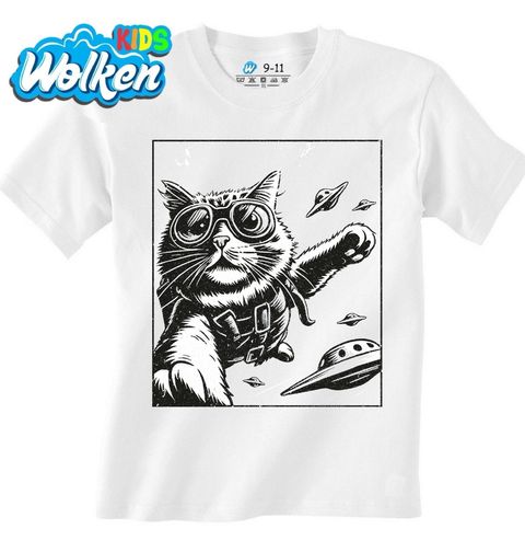 Obrázek produktu Dětské tričko Kočka Parašutista mezi UFO