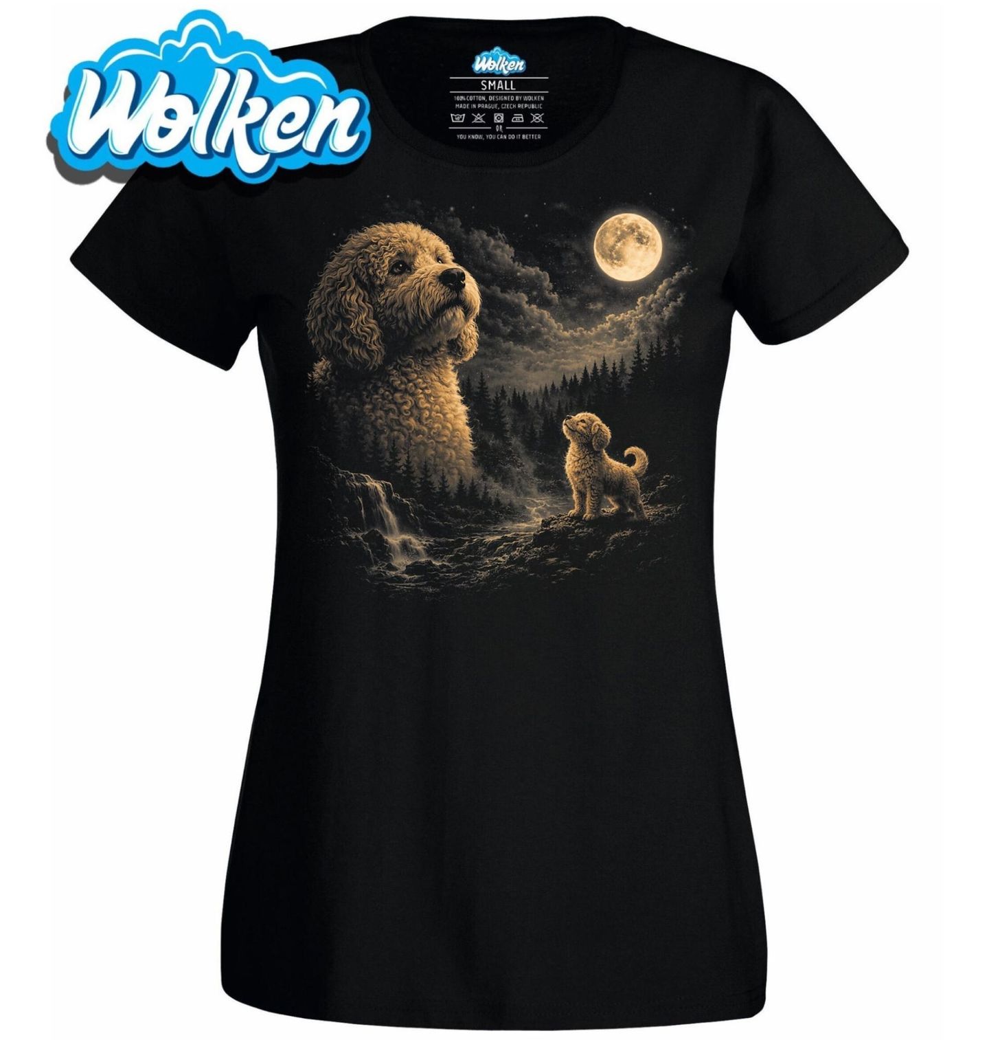 Dámské tričko Labradoodle a Kouzlo Úplňku.jpg
