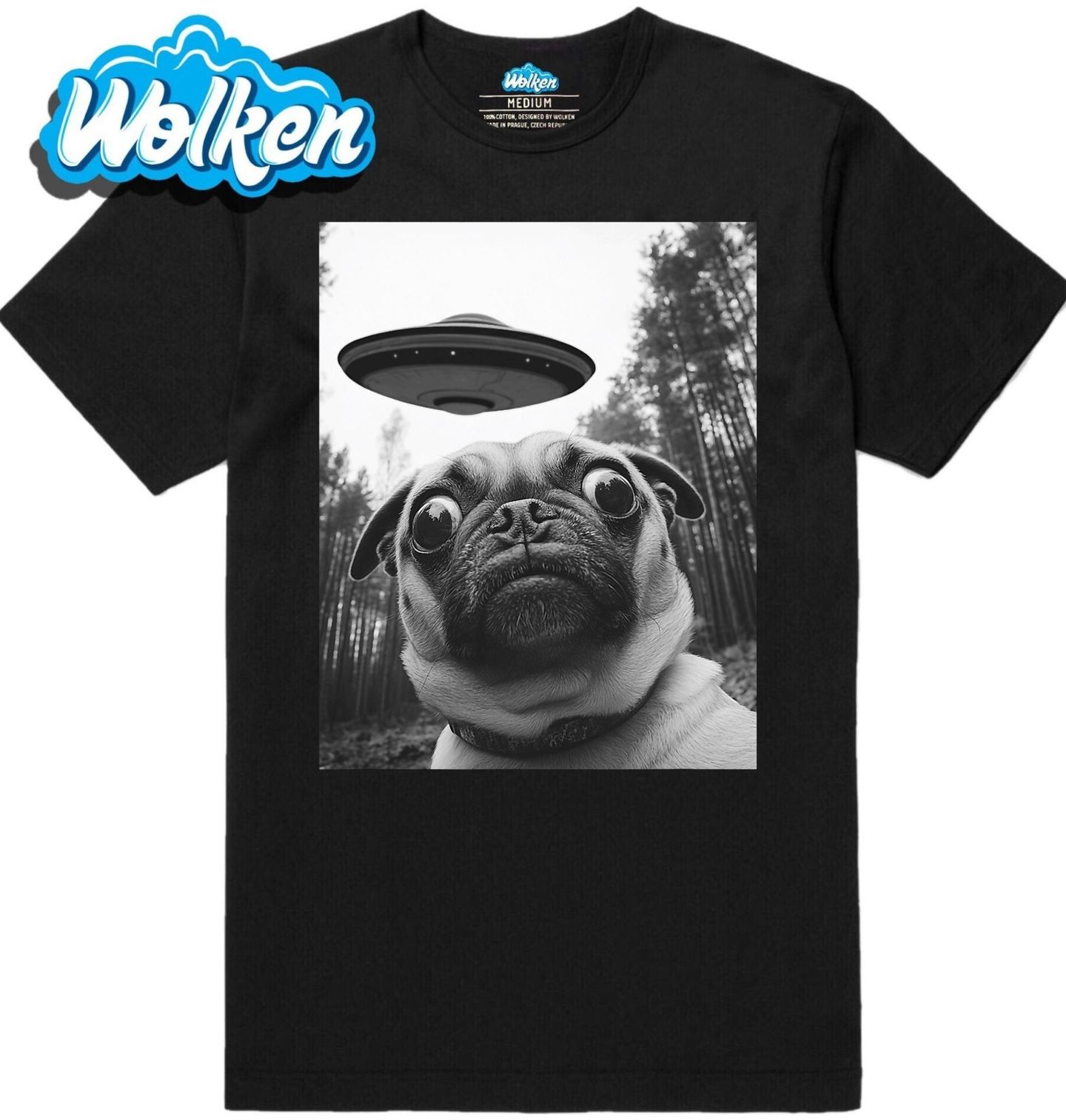 Pánské tričko Mops a UFO.jpg