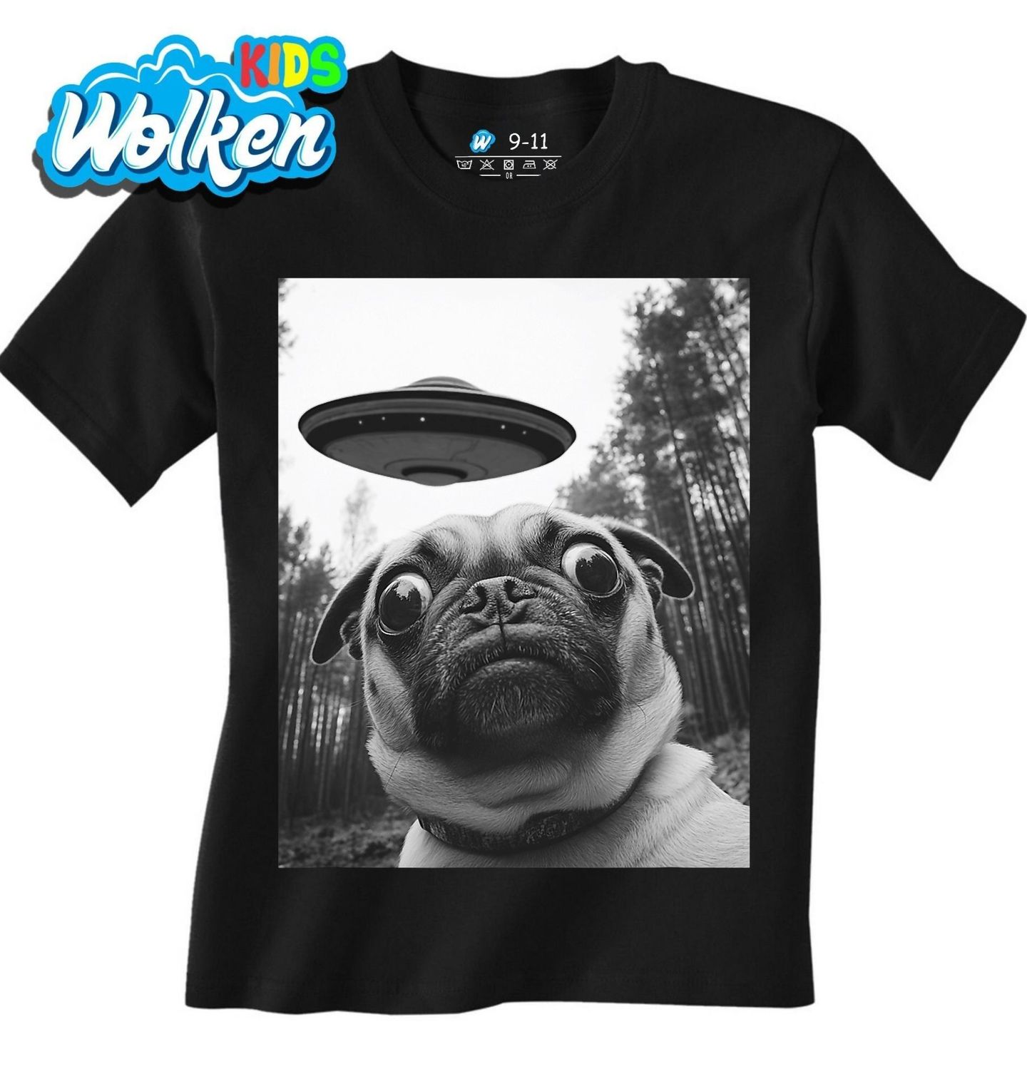 Dětské tričko Mops a UFO.jpg