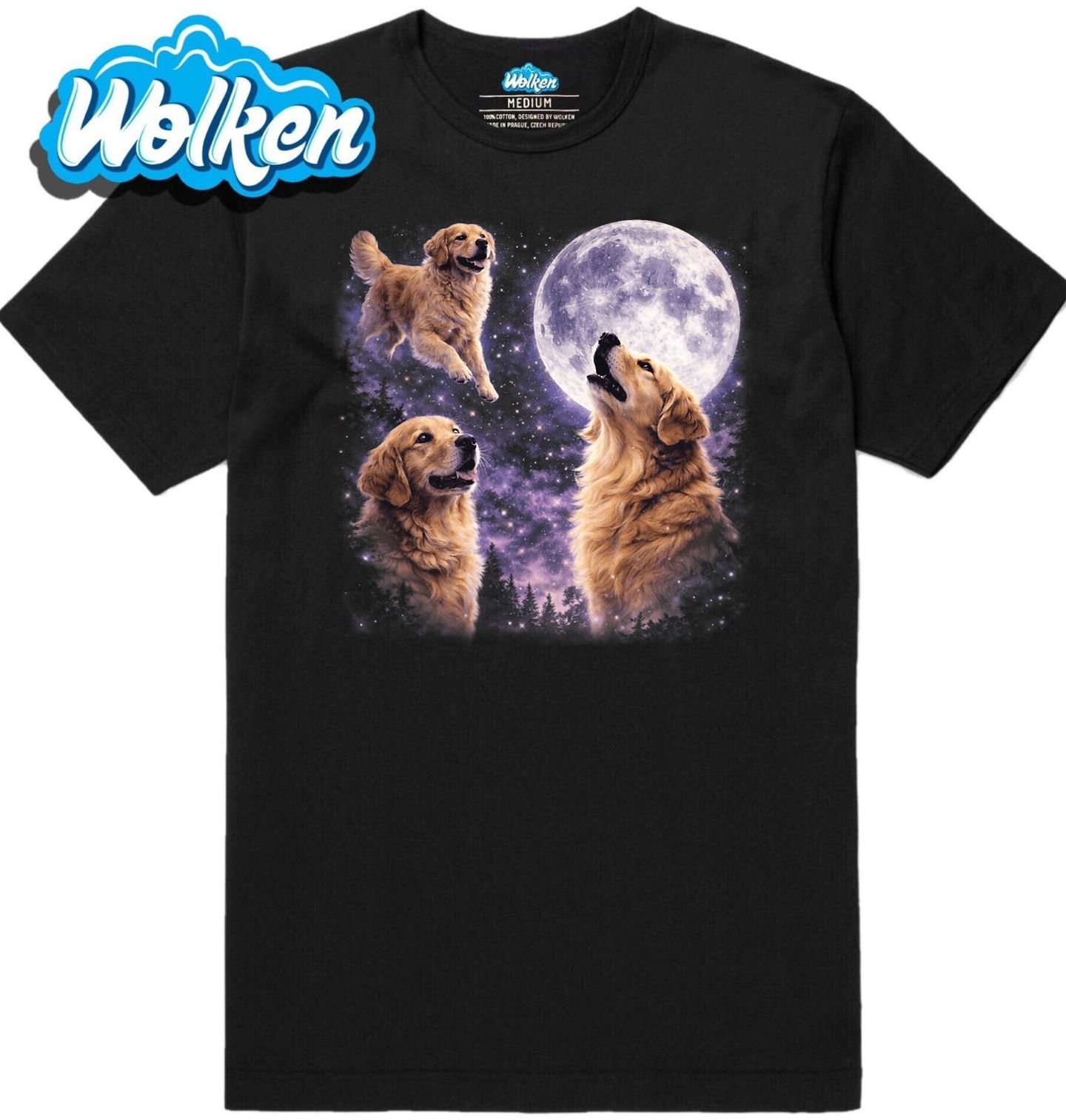 Pánské tričko Zlatý Retrívr a Kouzlo Úplňku.jpg